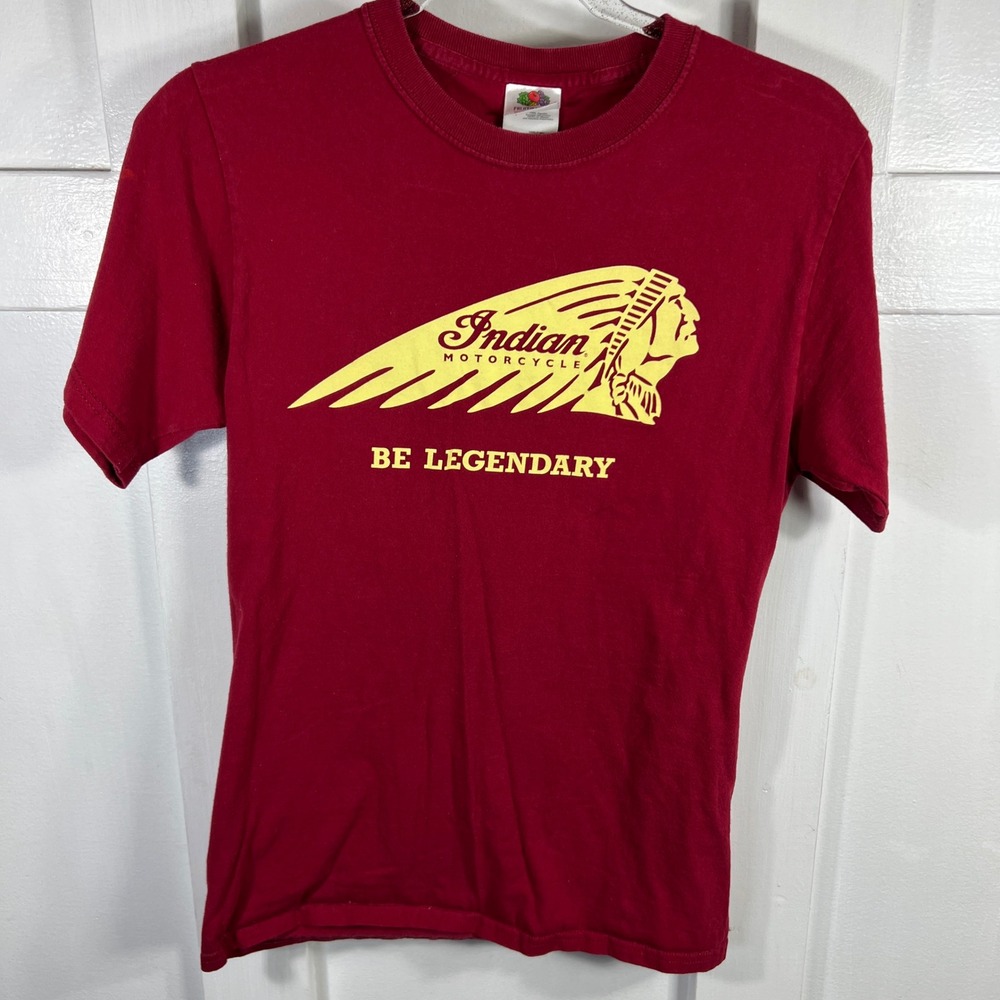 Indian Motorcycle Be Legendary Graphic T-Shirt Red Fruit of the Loom Small